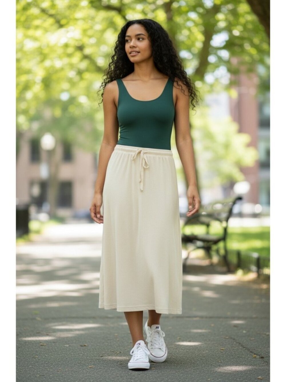 NY & CO Women’s Tan Long Drawstring Skirt